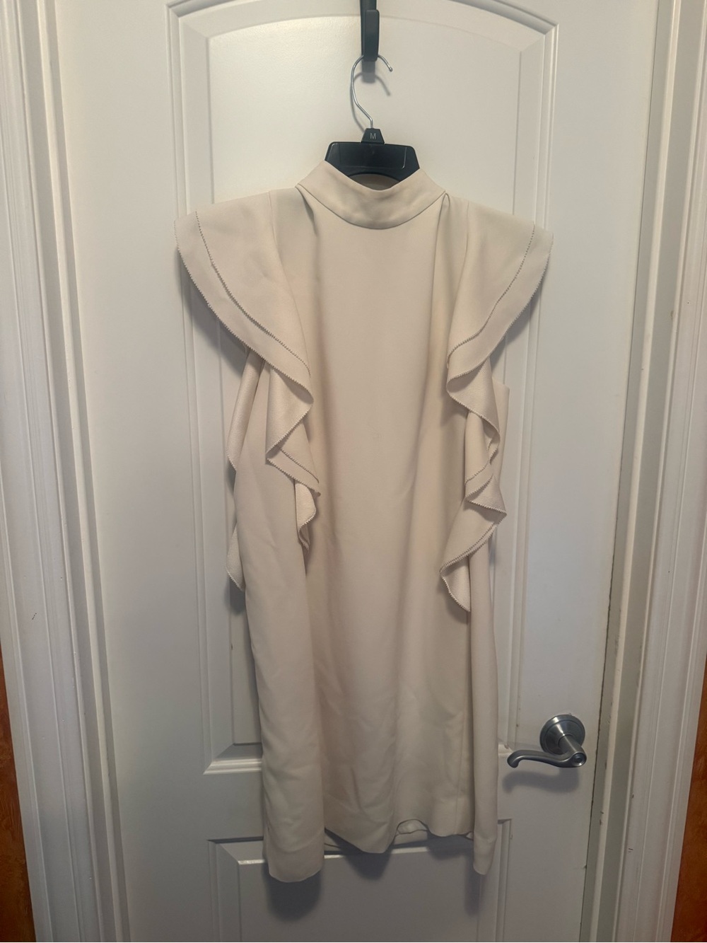 kate spade Cream High-Neck Midi Dress with Ruffle Sleeves